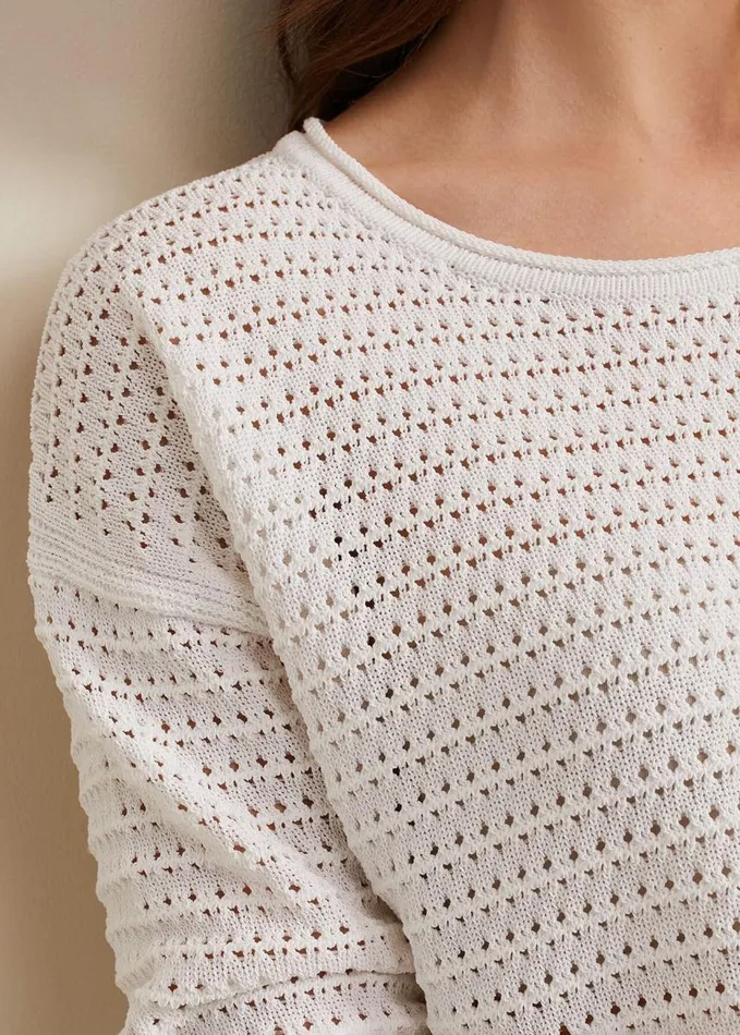 Phase Eight Annie Textured Jumper Ivory Women Knitwear