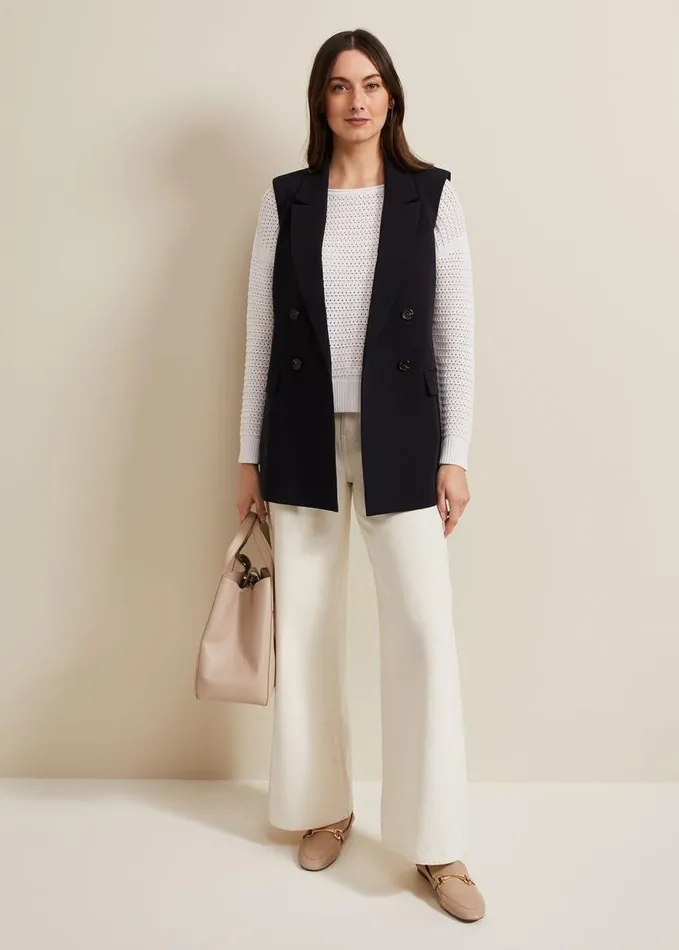 Phase Eight Annie Textured Jumper Ivory Women Knitwear