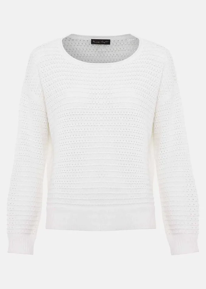 Phase Eight Annie Textured Jumper Ivory Women Knitwear