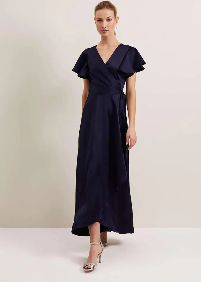 Phase Eight Arabella Satin Maxi Dress Navy Women Dresses