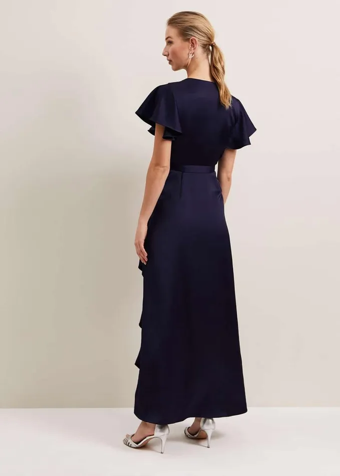 Phase Eight Arabella Satin Maxi Dress Navy Women Dresses