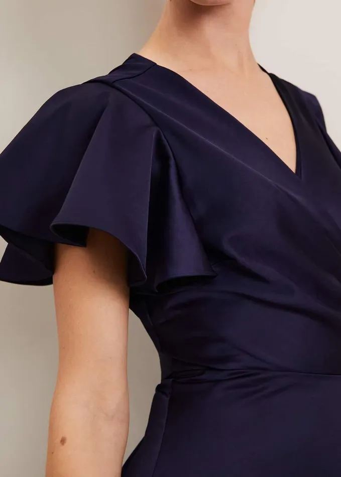 Phase Eight Arabella Satin Maxi Dress Navy Women Dresses