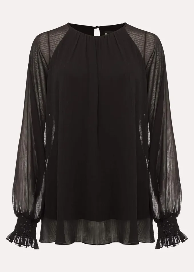 Phase Eight Aria Chiffon Double Layer Top Black Women Tops and TShirts