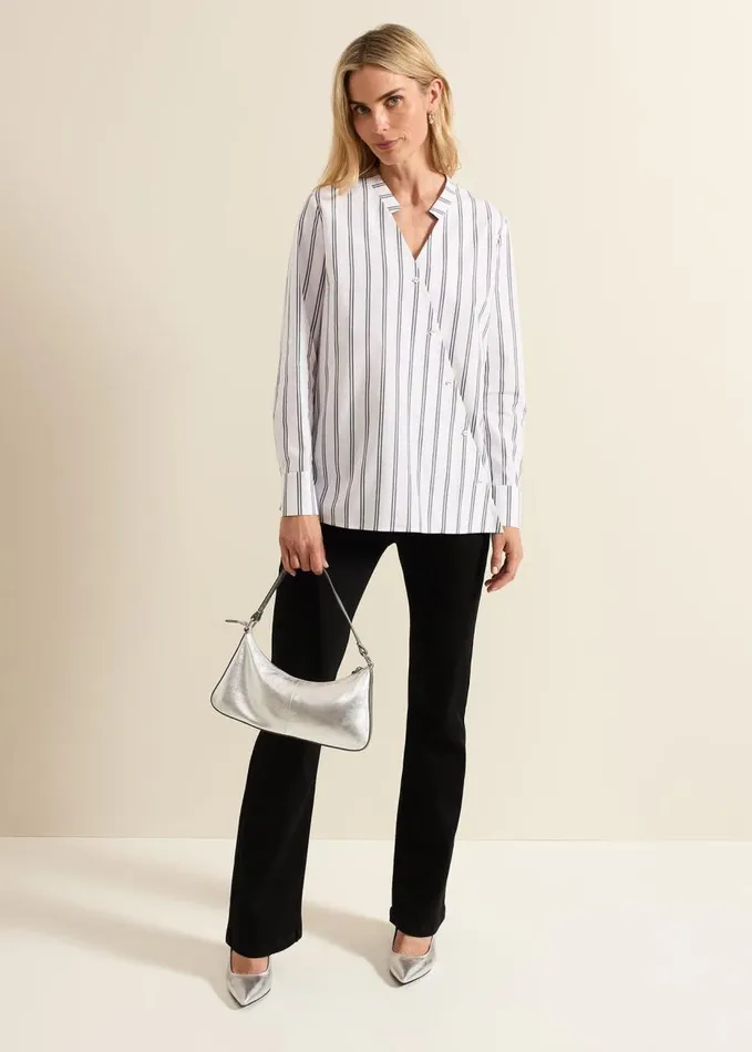 Phase Eight Ashlyn Asymmetric Striped Shirt White Women Shirts and Blouses