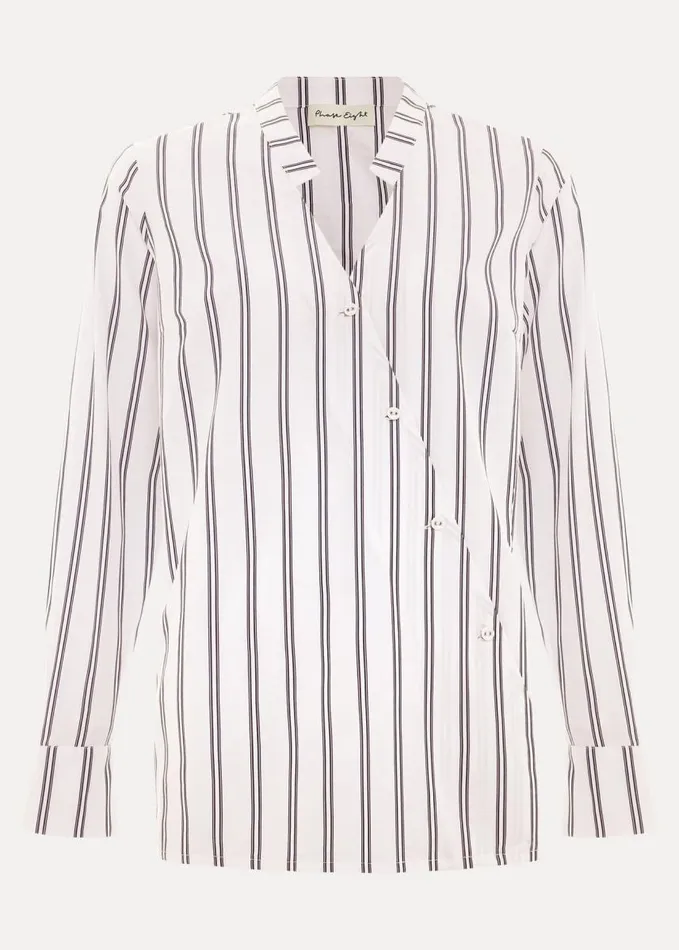 Phase Eight Ashlyn Asymmetric Striped Shirt White Women Shirts and Blouses