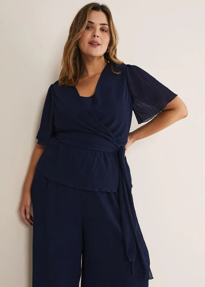 Phase Eight Aster Plisse Trousers CoOrd French Navy Women Trousers
