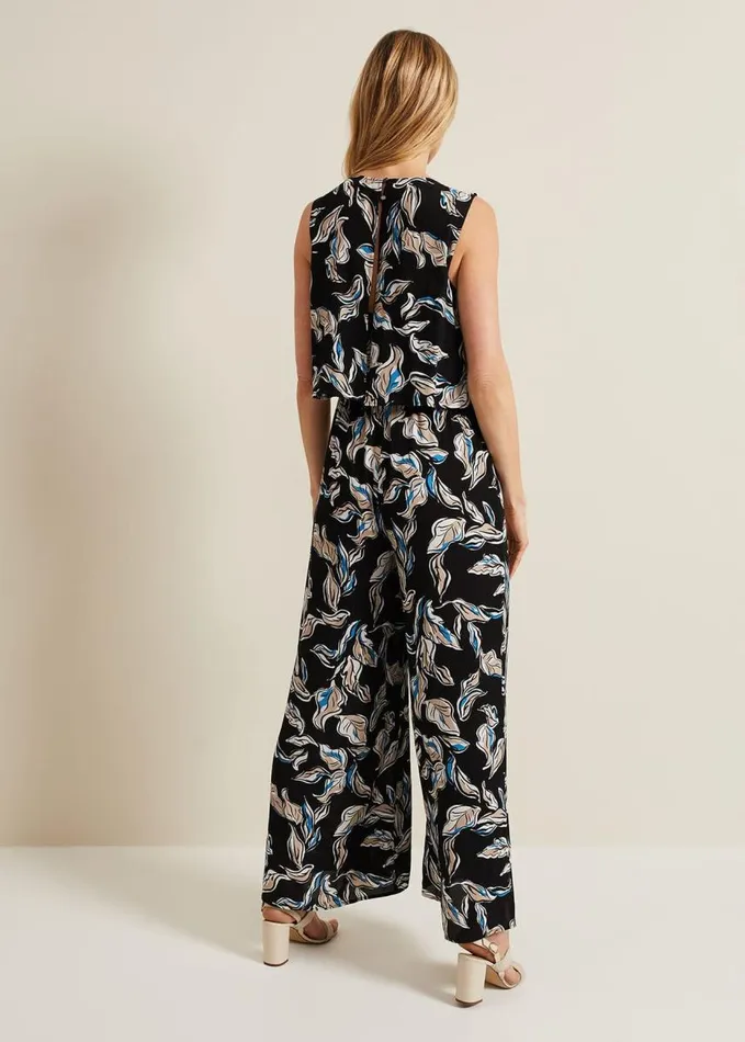 Phase Eight Aubrey Leaf Print Jumpsuit Blackmulti Women Dresses