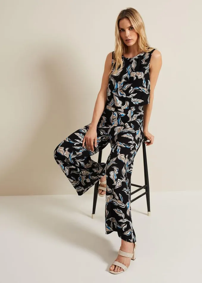 Phase Eight Aubrey Leaf Print Jumpsuit Blackmulti Women Dresses