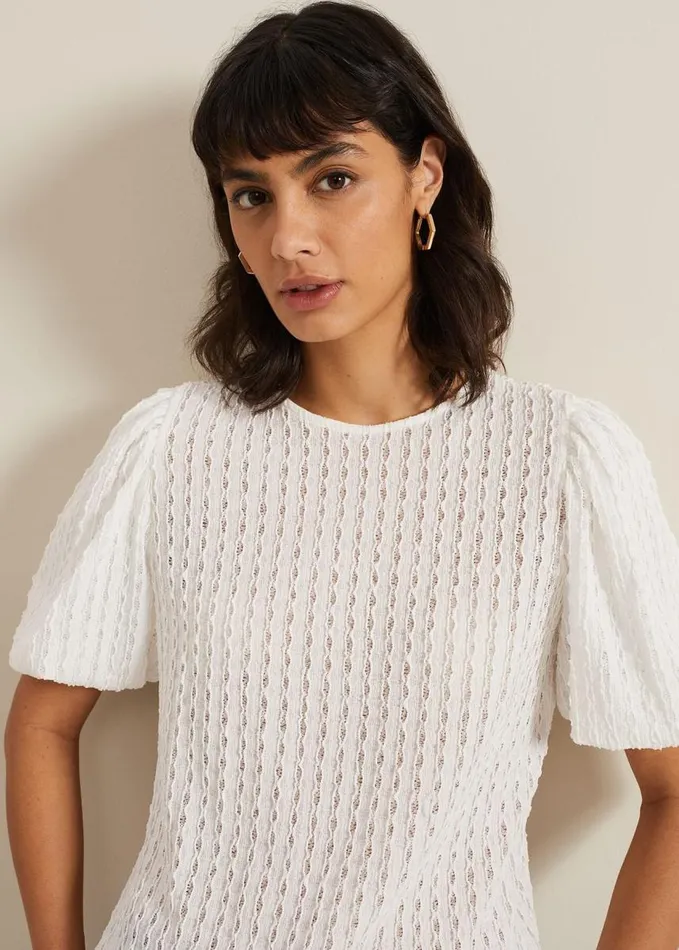 Phase Eight Aurora Textured Top Ivory Women Tops and TShirts