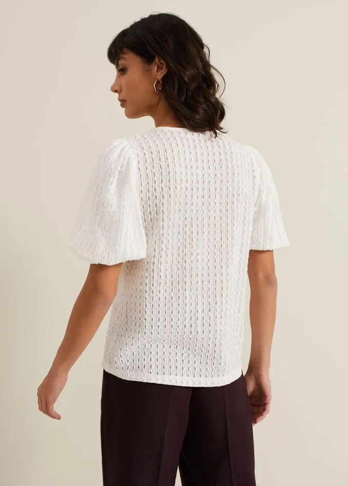 Phase Eight Aurora Textured Top Ivory Women Tops and TShirts