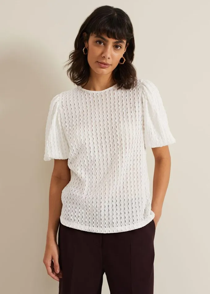 Phase Eight Aurora Textured Top Ivory Women Tops and TShirts