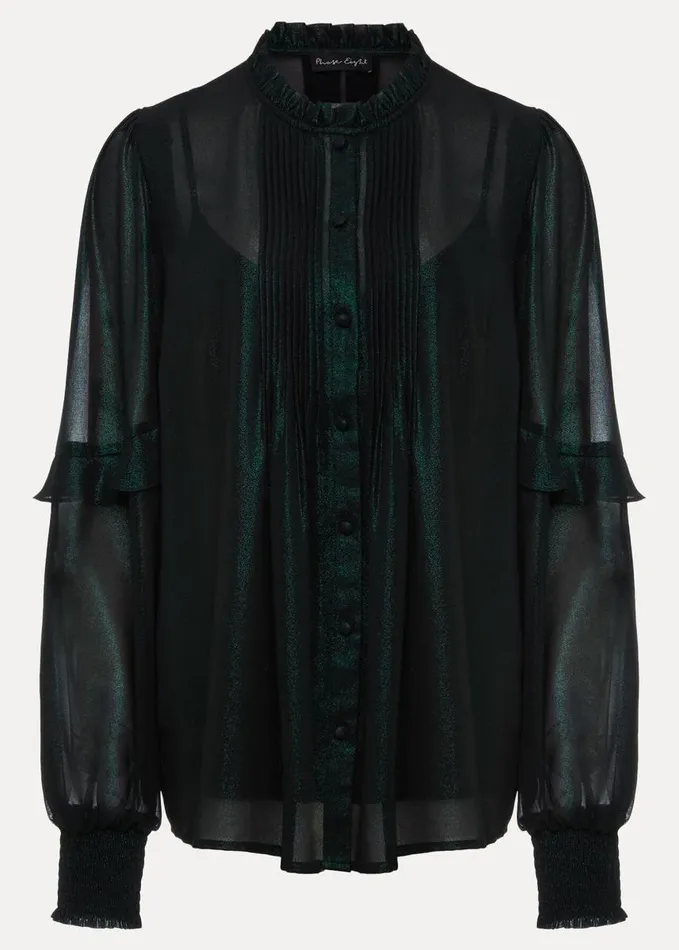 Phase Eight Avis Foil VNeck Blouse Green Women Shirts and Blouses