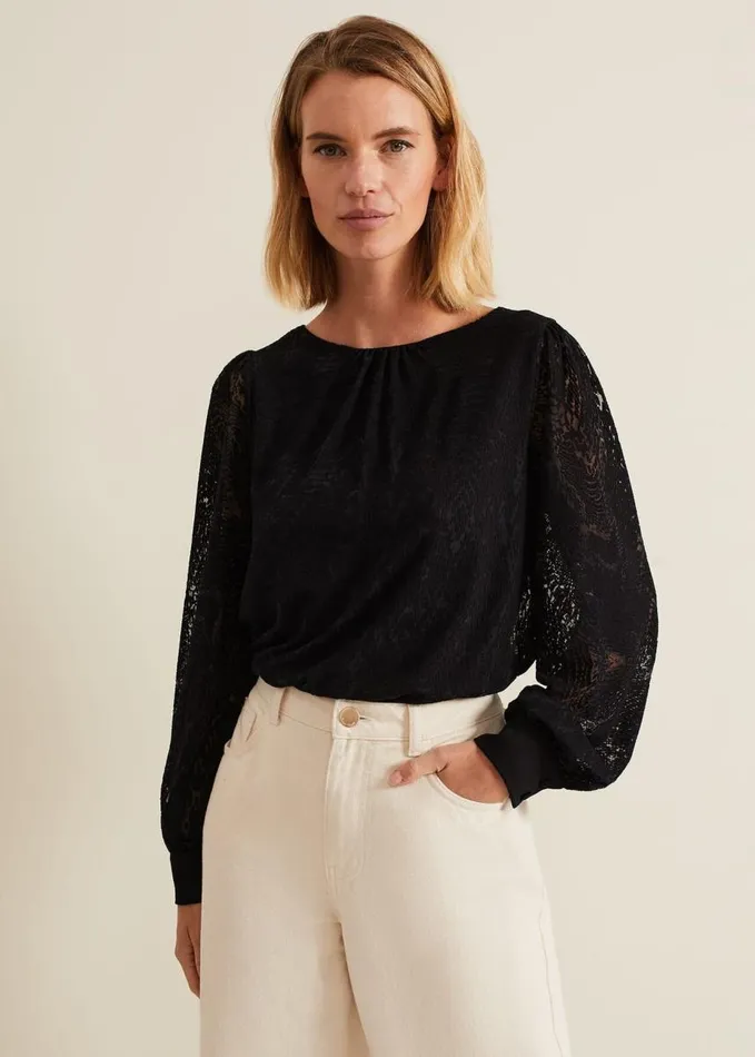 Phase Eight Azarliah Snake Burnout Top Black Women Tops and TShirts