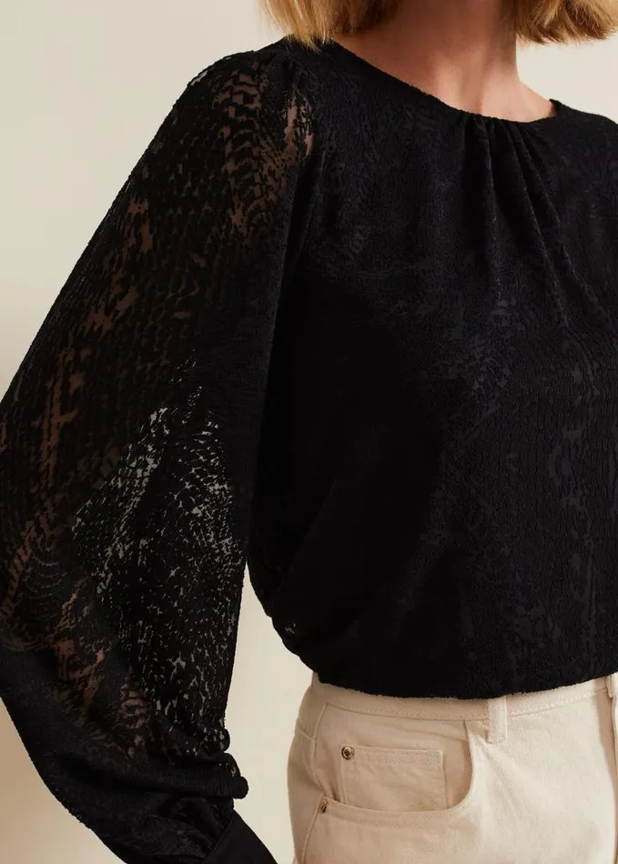 Phase Eight Azarliah Snake Burnout Top Black Women Tops and TShirts