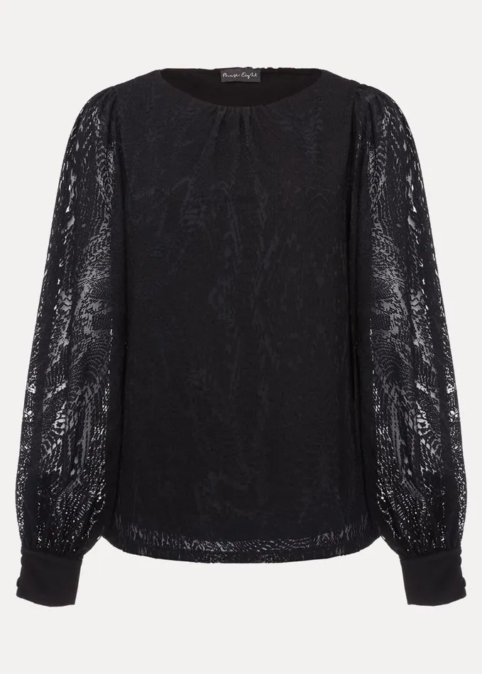 Phase Eight Azarliah Snake Burnout Top Black Women Tops and TShirts