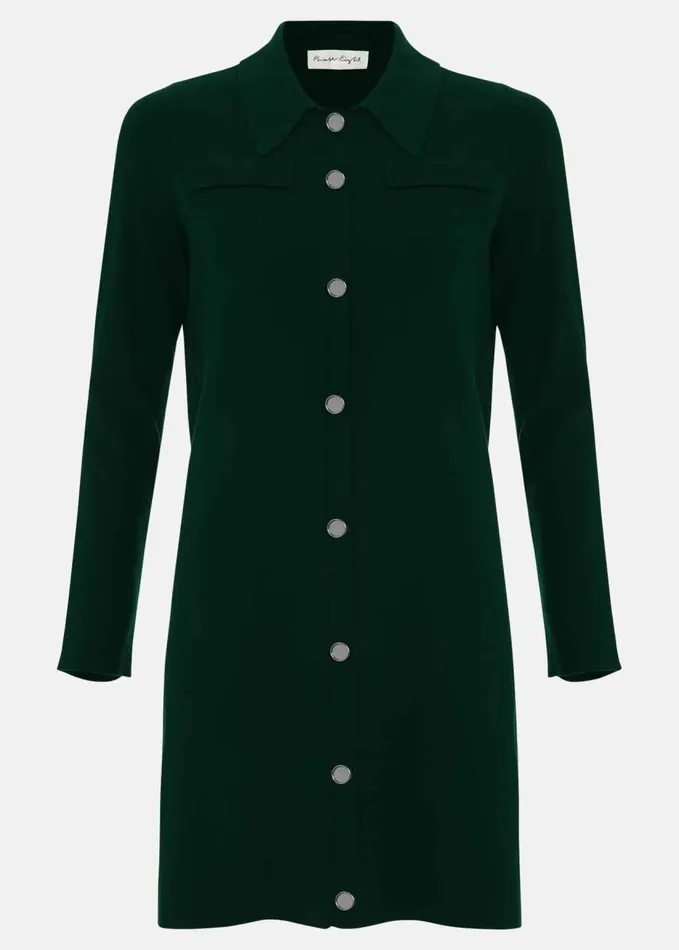 Phase Eight Azealia Fine Knit Collared Tunic Dress Green Women Dresses