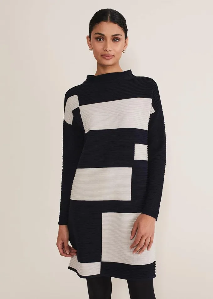 Phase Eight Azera Colour Block Knit Dress Midnightstone Women Dresses