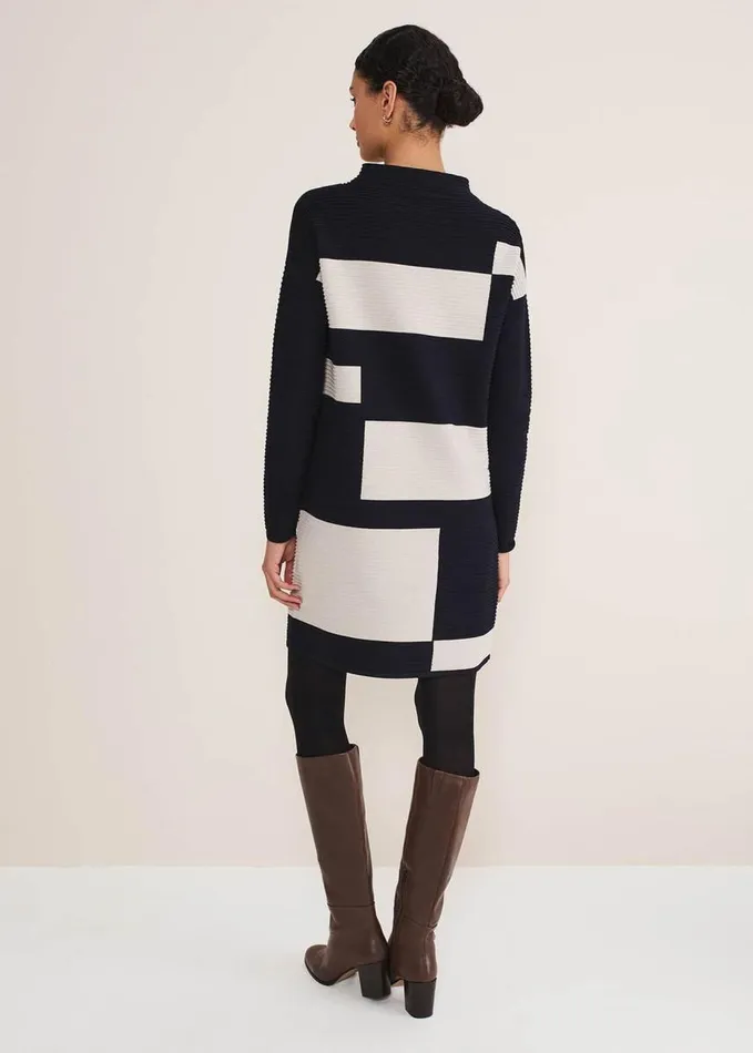 Phase Eight Azera Colour Block Knit Dress Midnightstone Women Dresses