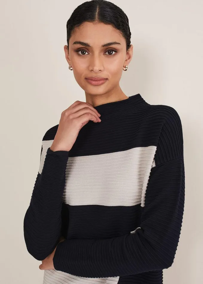 Phase Eight Azera Colour Block Knit Dress Midnightstone Women Dresses