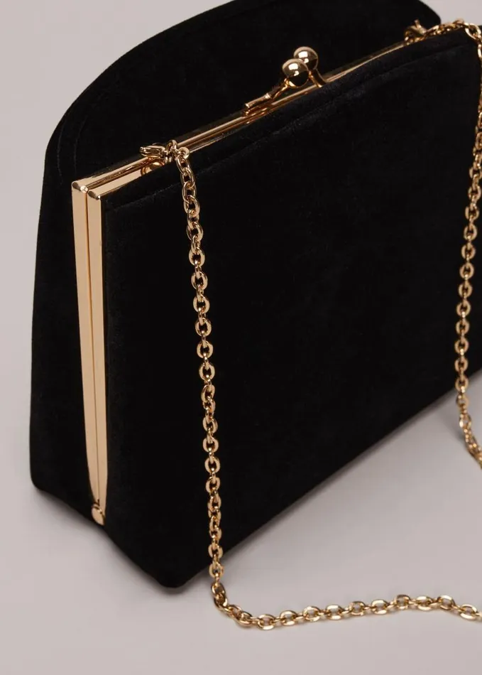 Phase Eight Black Velvet Clutch Bag Black Women Bags and Clutches