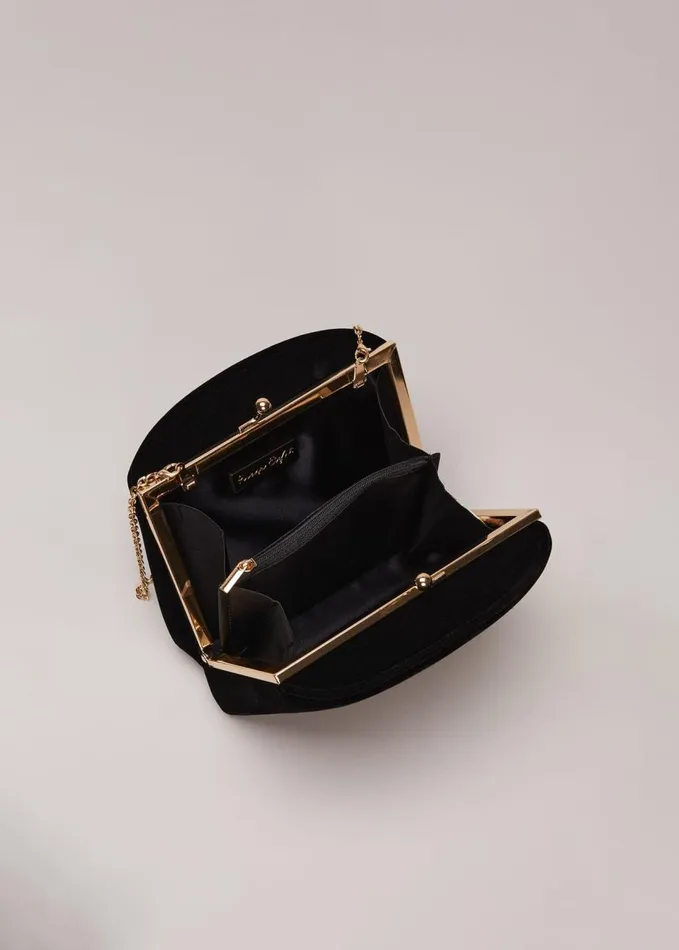 Phase Eight Black Velvet Clutch Bag Black Women Bags and Clutches