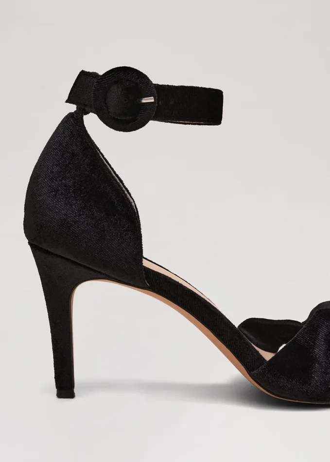 Phase Eight Black Velvet Plaited Strappy Sandal Black Women Occasion Shoes