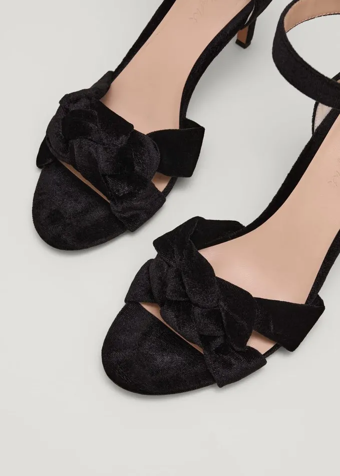Phase Eight Black Velvet Plaited Strappy Sandal Black Women Occasion Shoes