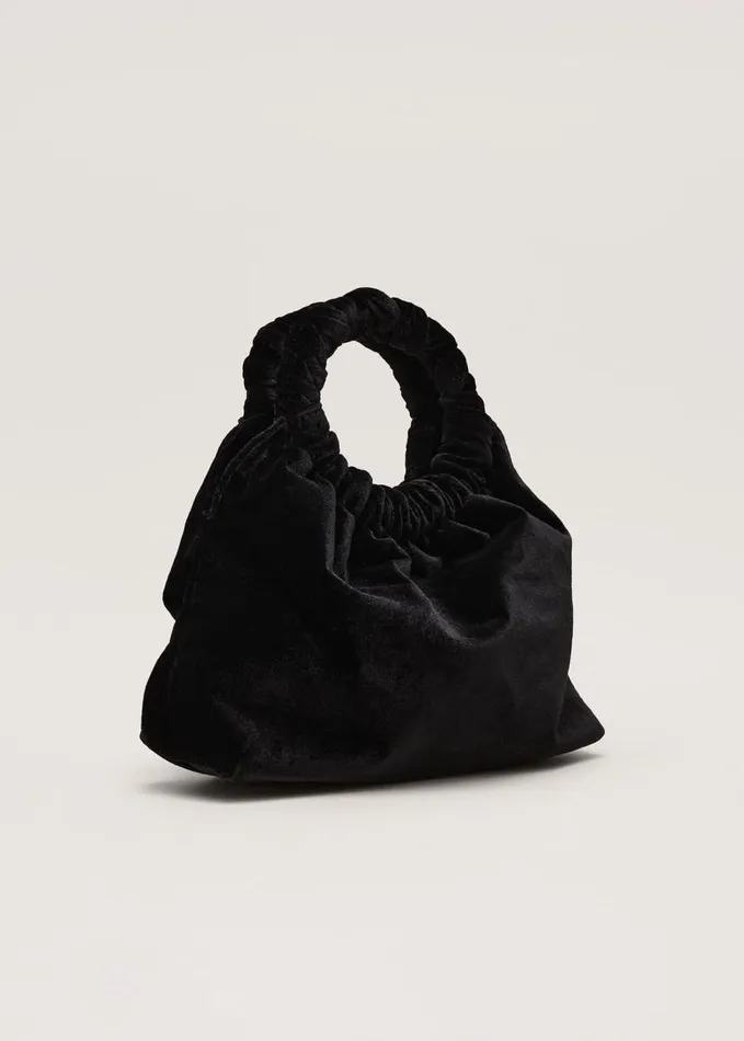 Phase Eight Black Velvet Twist Handle Mini Grab Bag Black Women Bags and Clutches