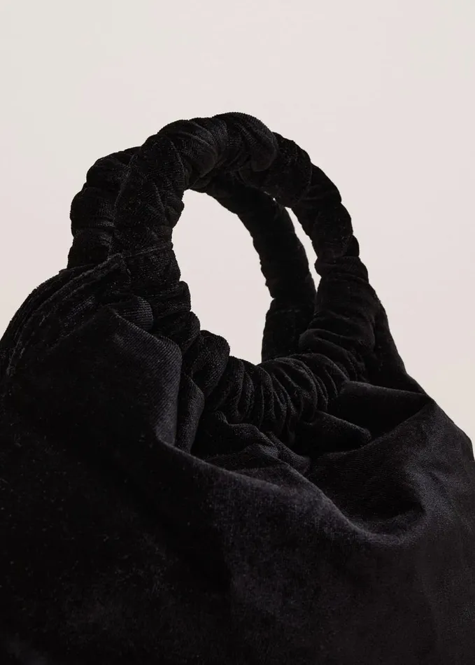 Phase Eight Black Velvet Twist Handle Mini Grab Bag Black Women Bags and Clutches