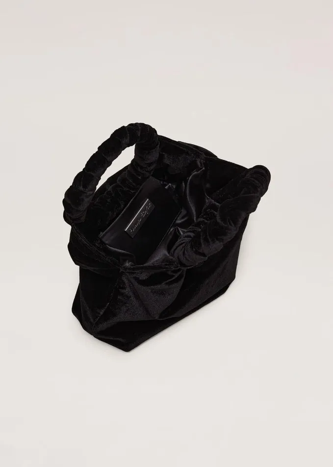 Phase Eight Black Velvet Twist Handle Mini Grab Bag Black Women Bags and Clutches