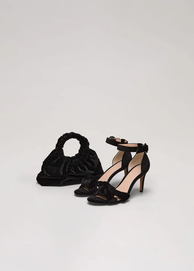 Phase Eight Black Velvet Twist Handle Mini Grab Bag Black Women Bags and Clutches