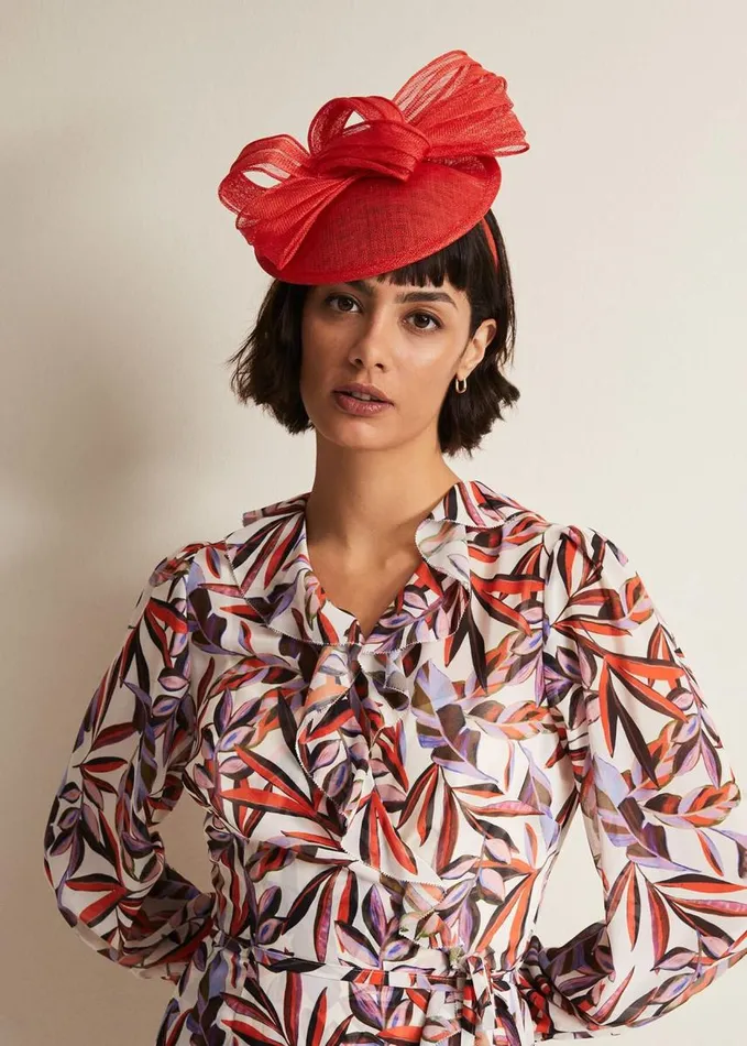 Phase Eight Bow Midi Disc Fascinator Vermillion Women Fascinators and Hats