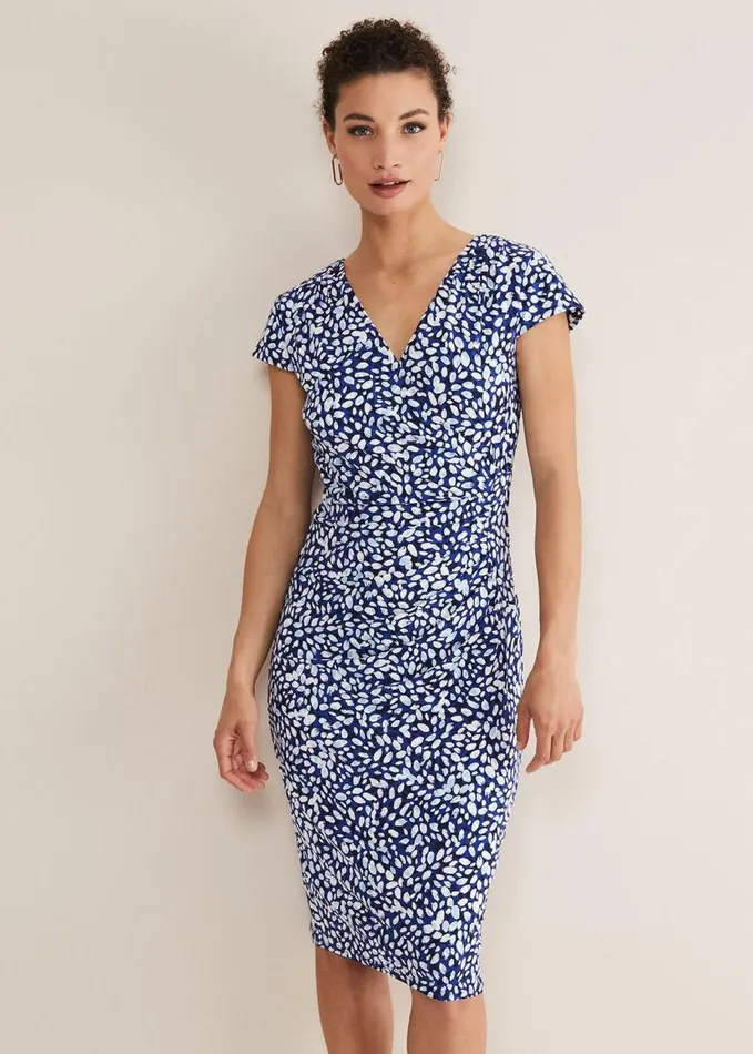 Phase Eight Brooke Printed Wrap Dress Bluemulti Women Dresses