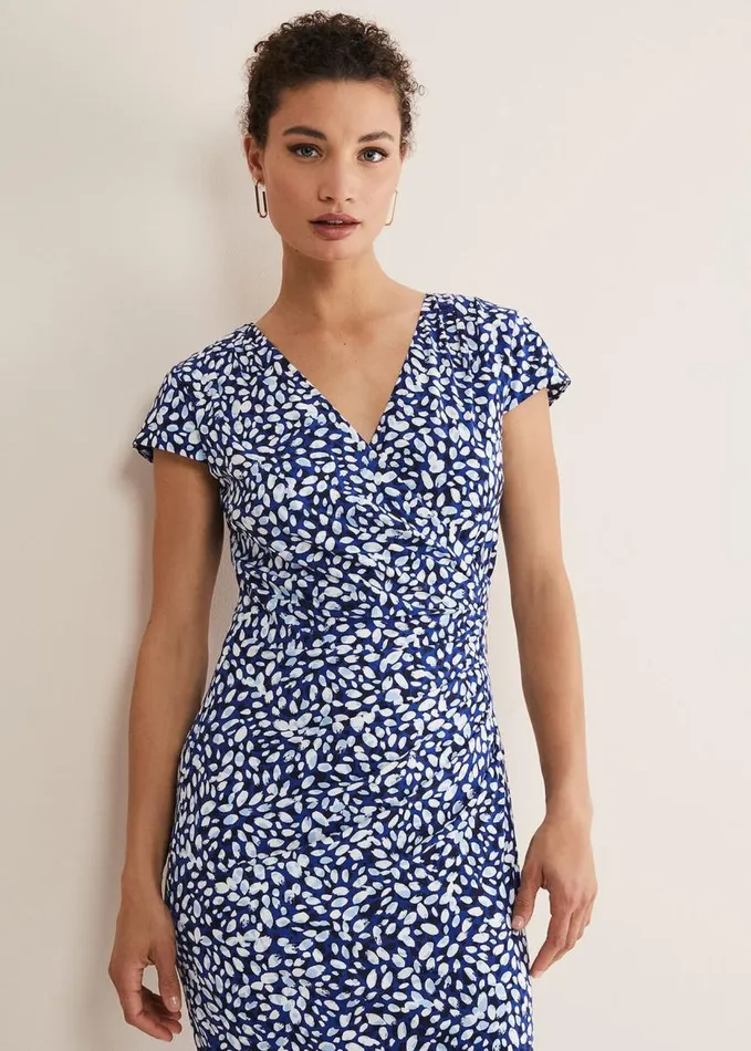 Phase Eight Brooke Printed Wrap Dress Bluemulti Women Dresses