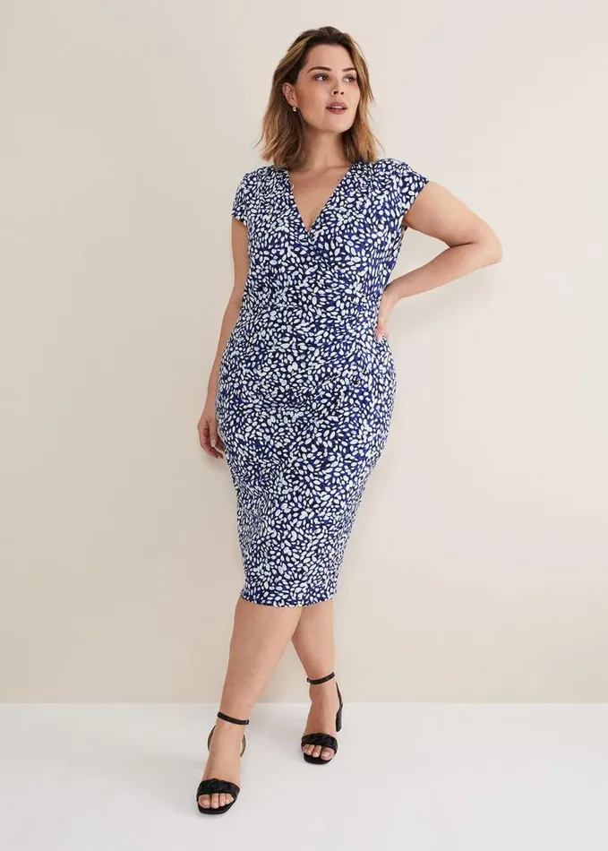 Phase Eight Brooke Printed Wrap Dress Bluemulti Women Dresses