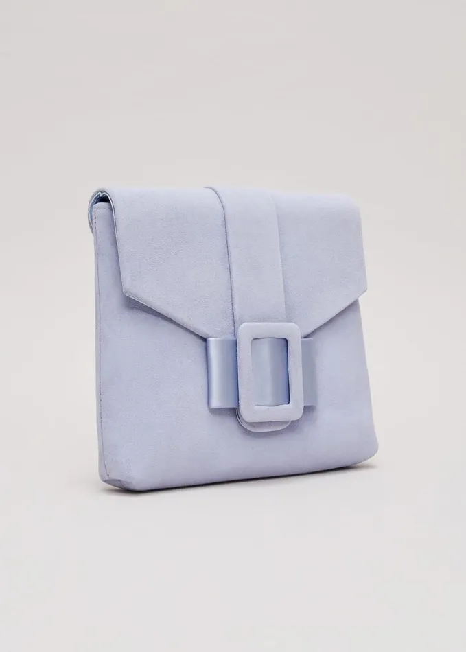 Phase Eight Buckle Front Clutch Bag Pale Blue Women Bags and Clutches