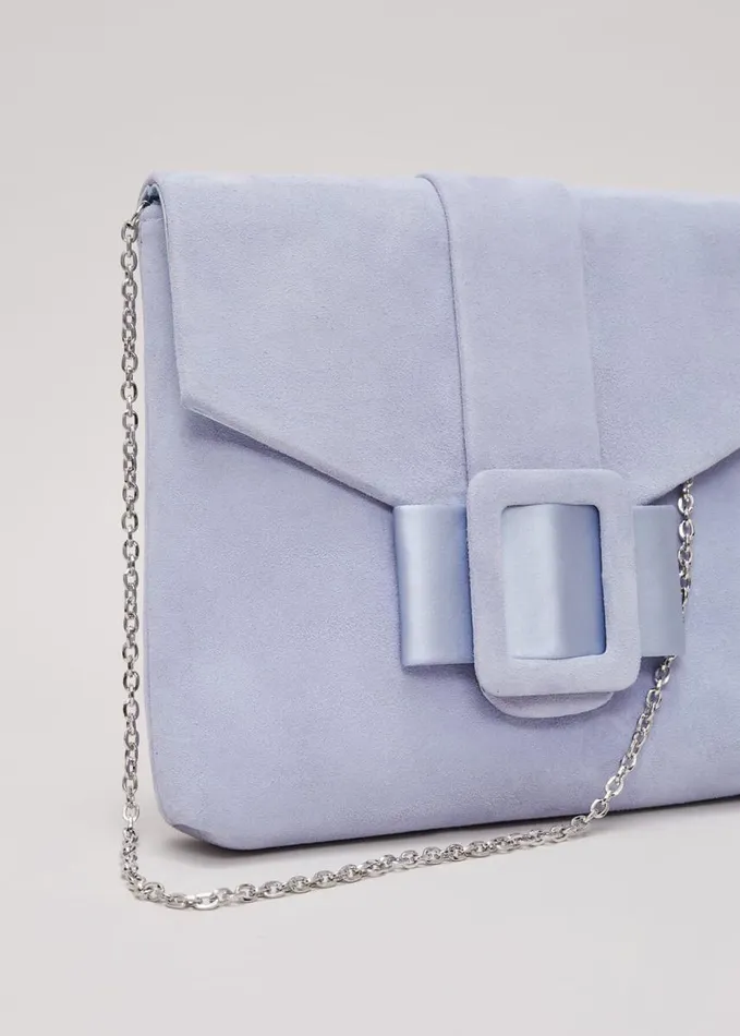 Phase Eight Buckle Front Clutch Bag Pale Blue Women Bags and Clutches
