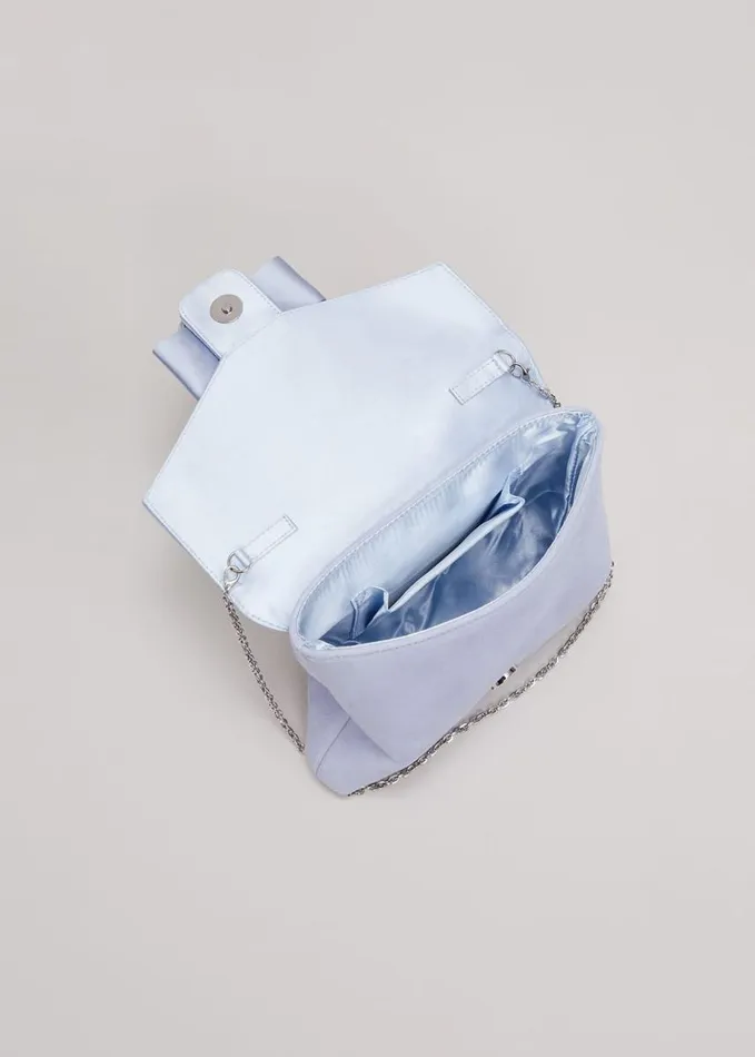 Phase Eight Buckle Front Clutch Bag Pale Blue Women Bags and Clutches
