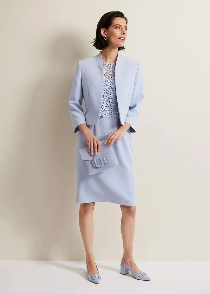 Phase Eight Buckle Front Clutch Bag Pale Blue Women Bags and Clutches