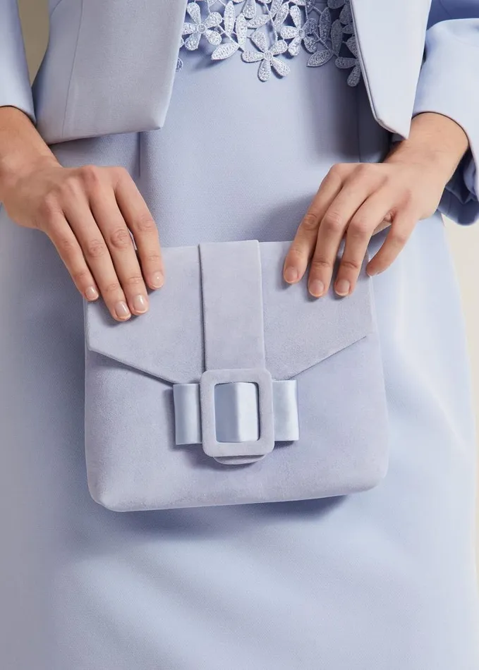 Phase Eight Buckle Front Clutch Bag Pale Blue Women Bags and Clutches