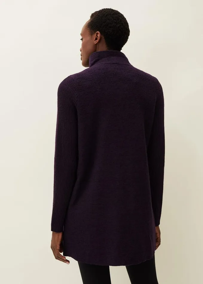 Phase Eight Byanca Zip Knit Coat Blackcurrant Women Knitwear