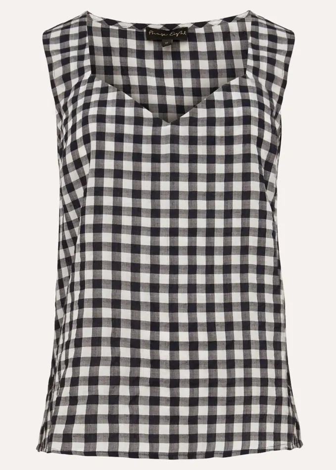 Phase Eight Calandra Gingham Top Navyivory Women Knitwear