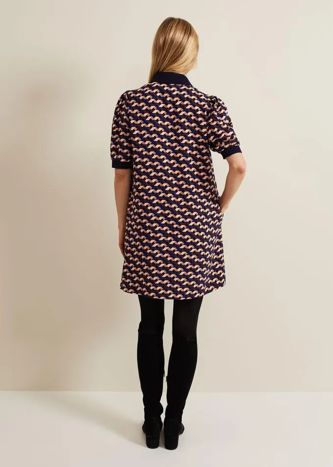 Phase Eight Candice Geo Printed Dress Navy Women Dresses