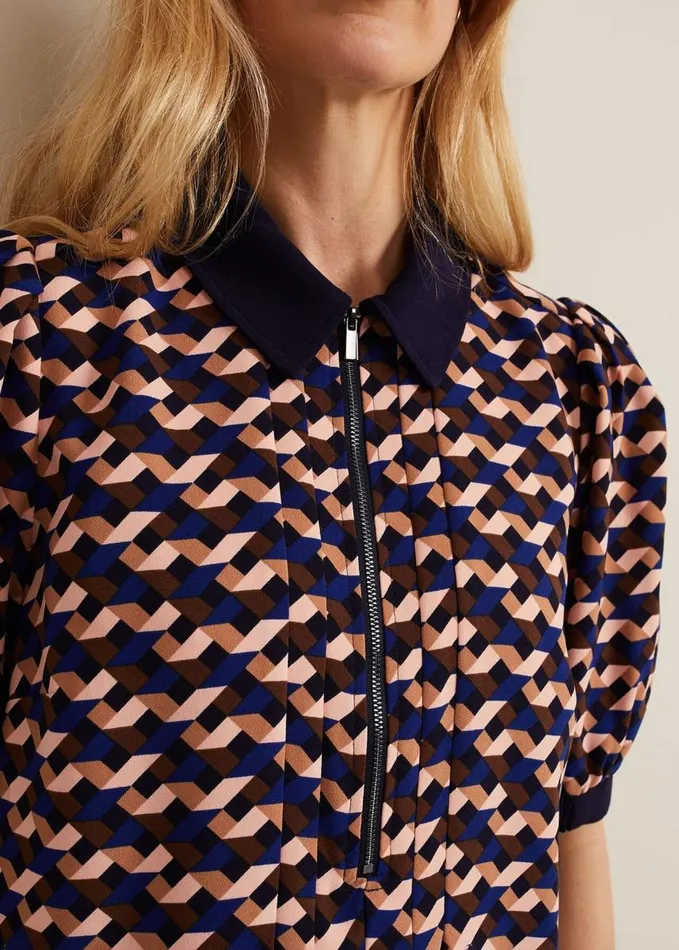 Phase Eight Candice Geo Printed Dress Navy Women Dresses