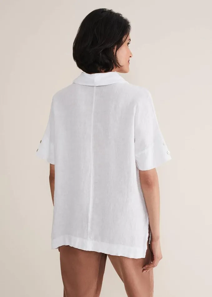 Phase Eight Carita VNeck Linen Blouse White Women Shirts and Blouses
