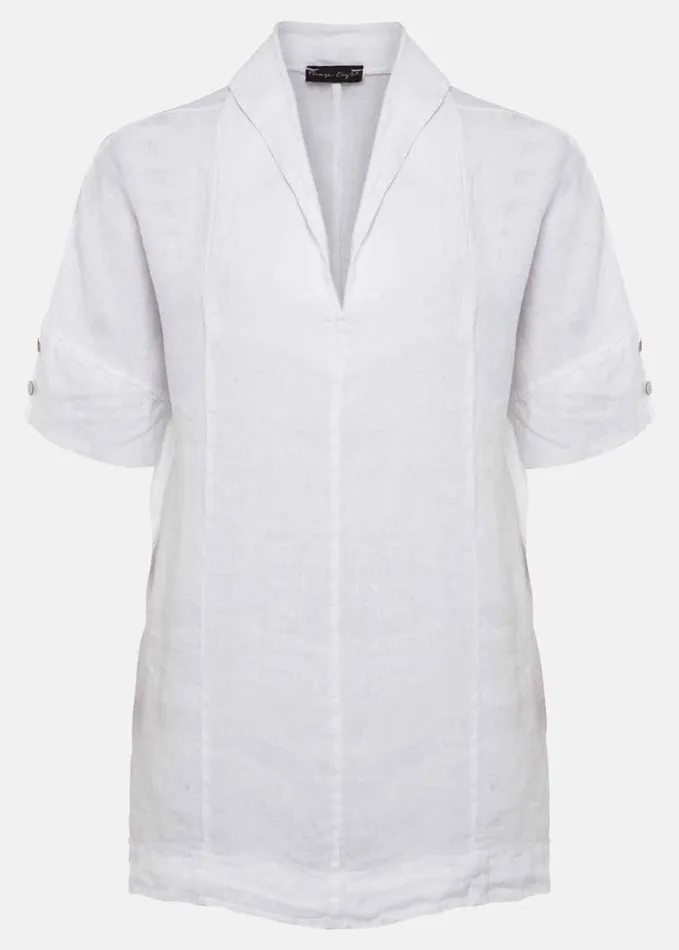 Phase Eight Carita VNeck Linen Blouse White Women Shirts and Blouses