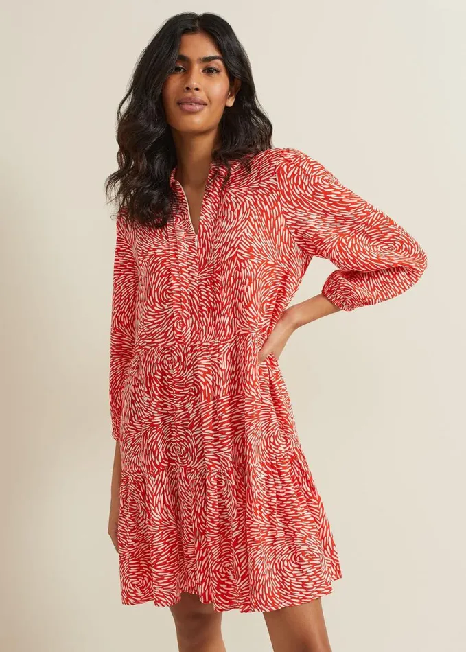Phase Eight Carrie Abstract Swing Dress Red Women Dresses