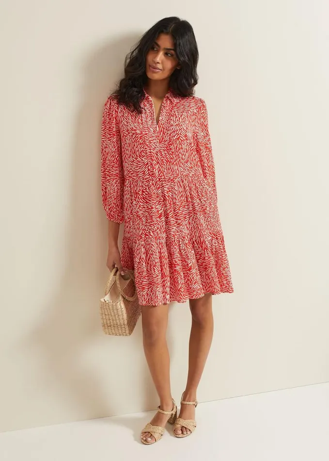 Phase Eight Carrie Abstract Swing Dress Red Women Dresses