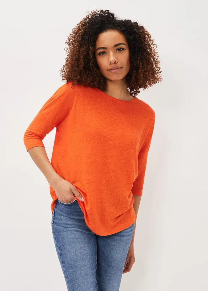 Phase Eight Catrina Linen Top Burnt Orange Women Tops and TShirts