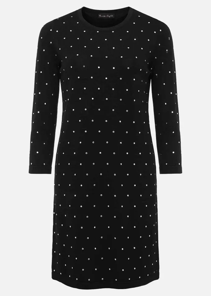 Phase Eight Catriona Stud Shift Knitted Mini Dress Black Women Dresses